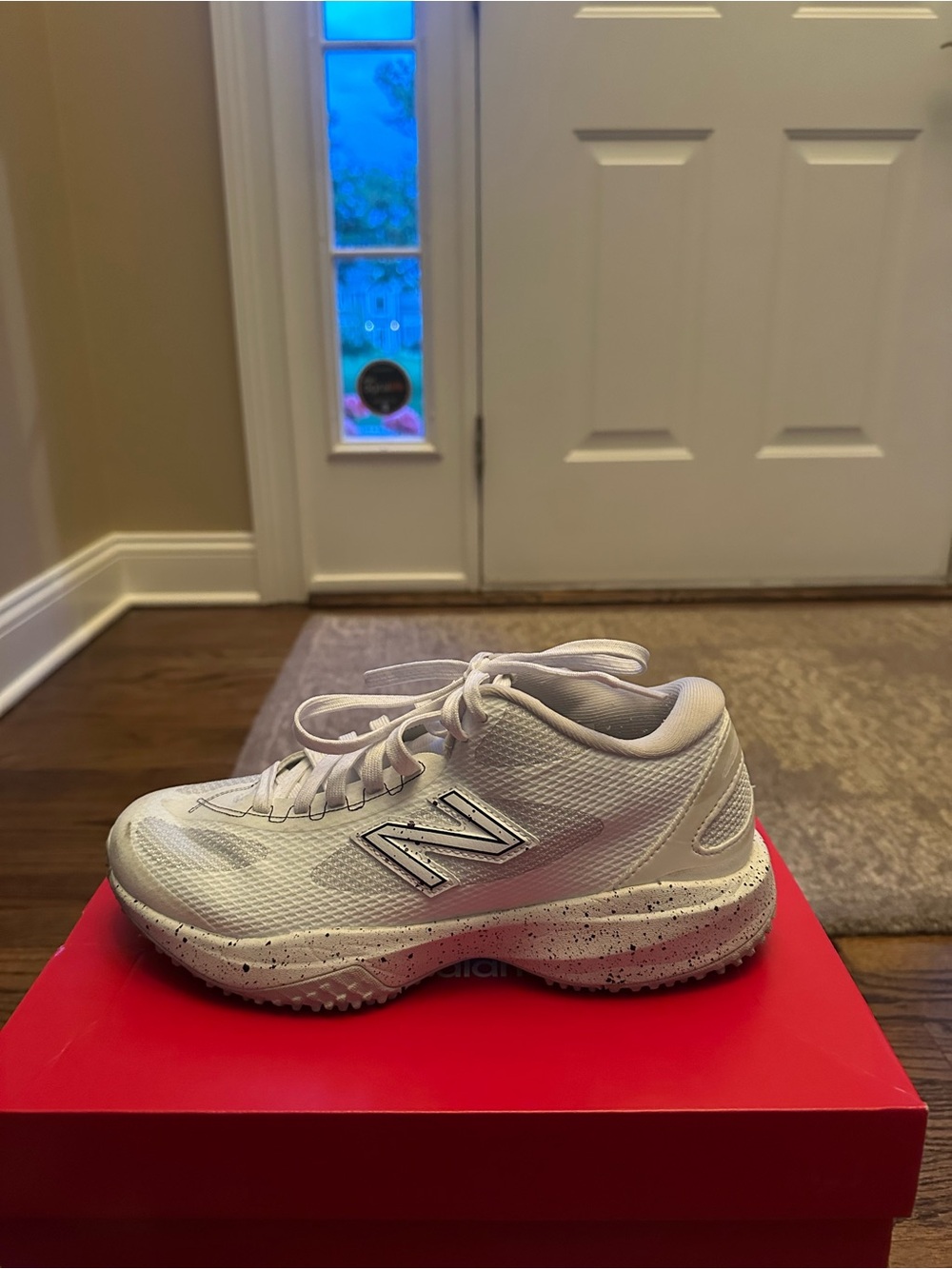 New Balance Turf Shoes White with Speckles. Worn ONCE. perfect condition.